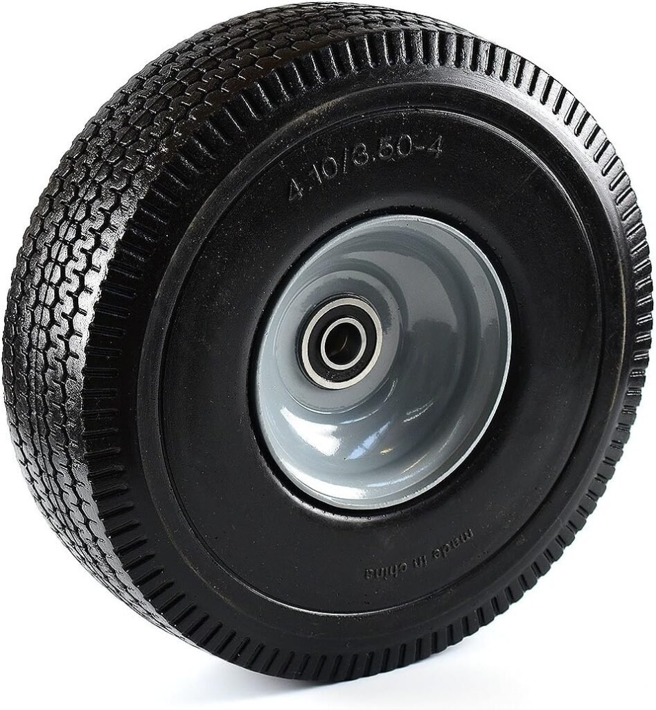 NK Heavy Duty Solid Rubber Flat Free Tubeless Hand Truck/Utility Tire Wheel, 4.10/3.50-4 Tire, 2-1/4 Offset Hub, 5/8 Bearing