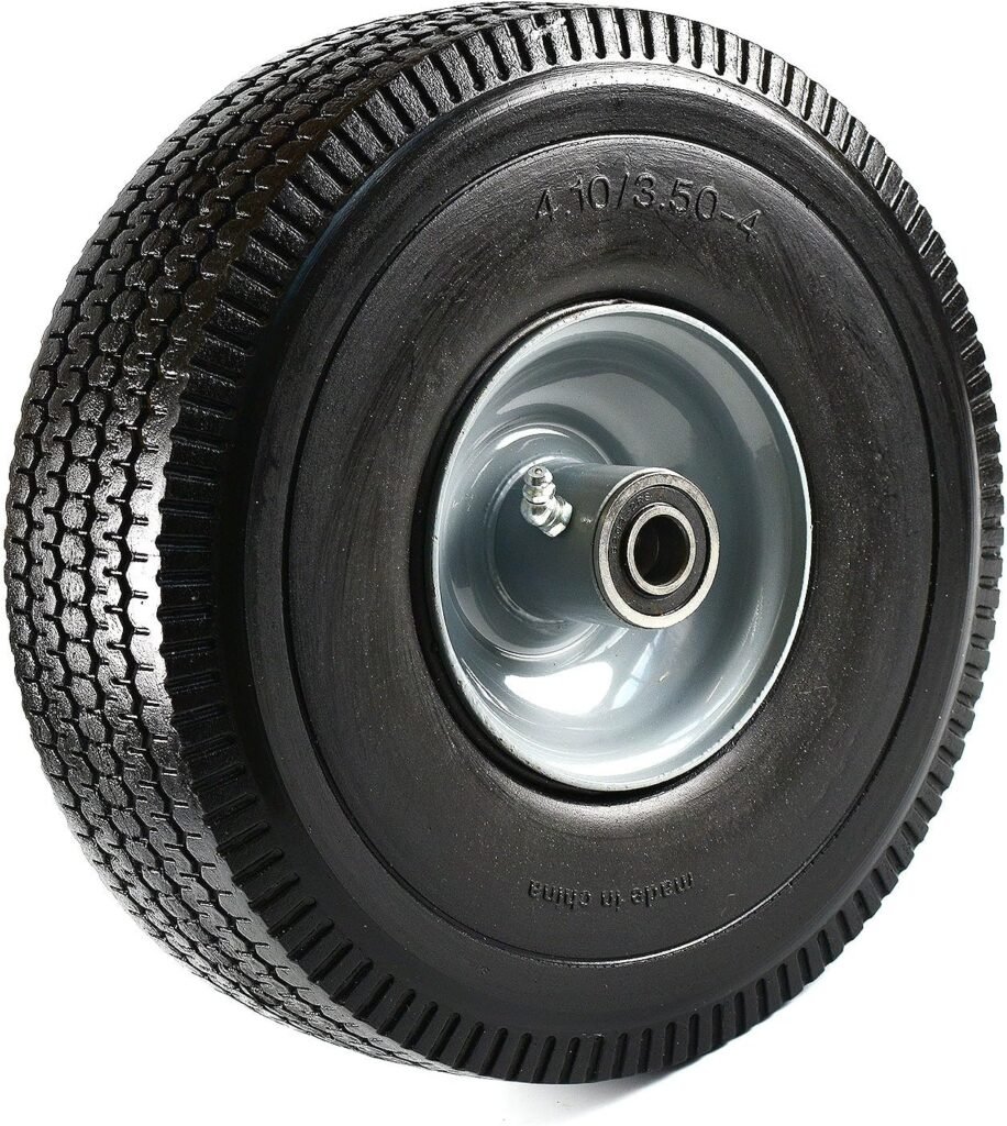 NK Heavy Duty Solid Rubber Flat Free Tubeless Hand Truck/Utility Tire Wheel, 4.10/3.50-4 Tire, 2-1/4 Offset Hub, 5/8 Bearing