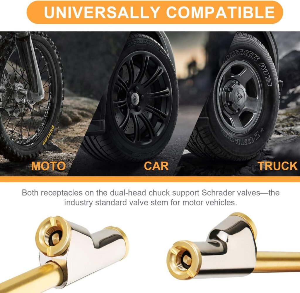 AstroAI Air Chuck 1/4 FNPT Heavy Duty Dual Head Brass Tire Chuck Compatible with Inflator Air Pump Compressor Accessories for Truck Bus Car Motorcycle Leak Free